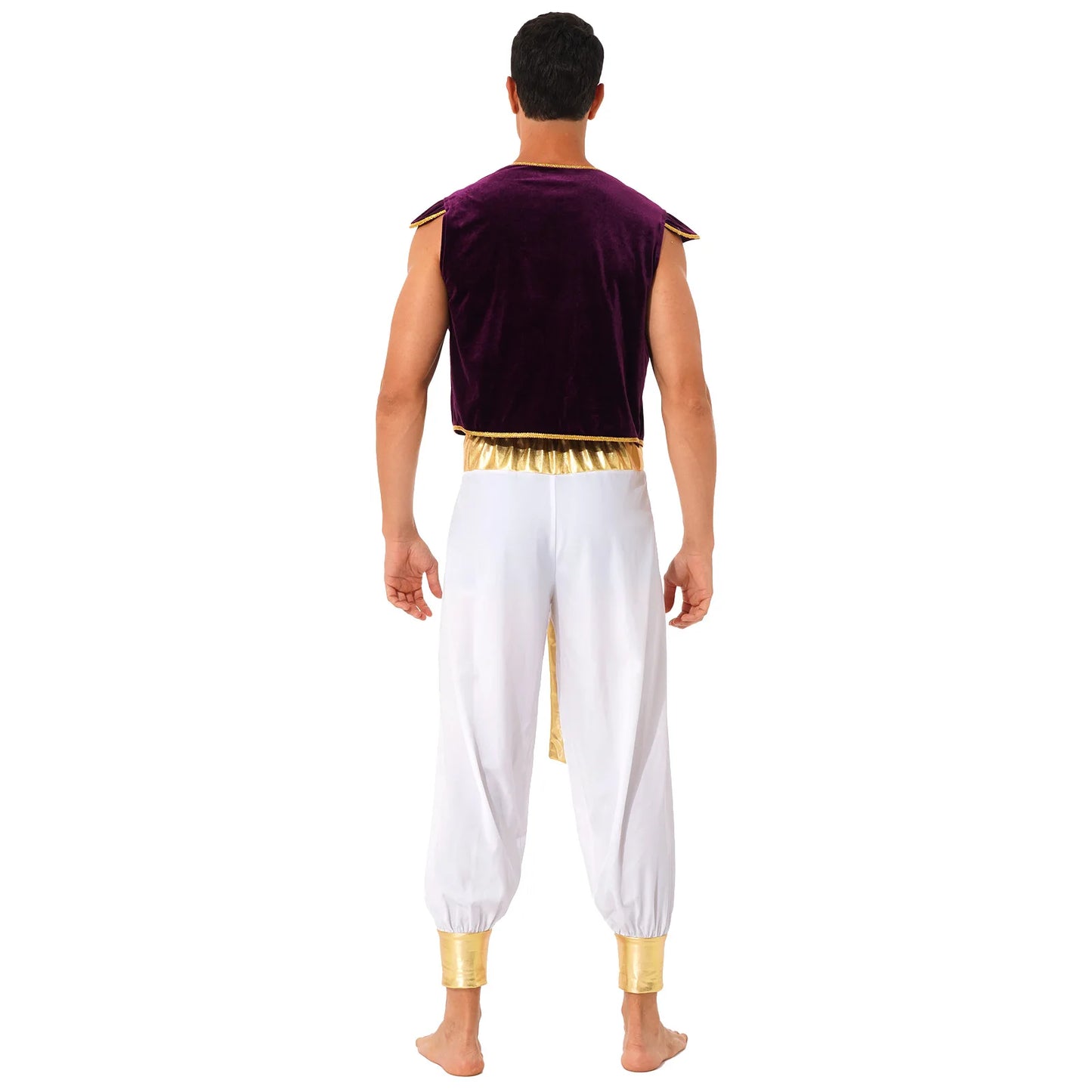 Adult Arab Prince Costume Mens Persian Arabian Halloween Role Play Vest And Harem Pant Suit Arab Prince Cosplay Carnival Outfits