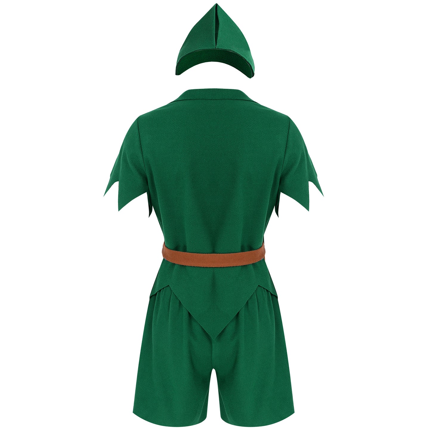 Men Halloween Christmas Pan Elf Cosplay Costume Short Sleeve Felt Tops with Shorts Belt Hat Carnival Theme Party Dress Up Outfit