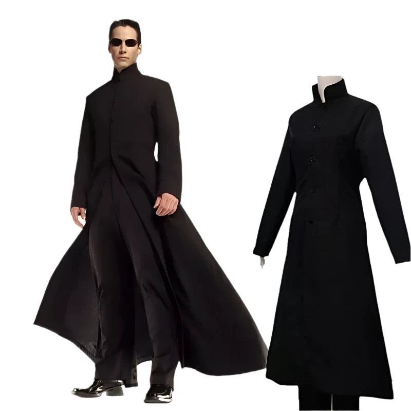 Matrix Cosplay Customised Black Cosplay Costume Neo Trench Coat Halloween Party Costumes For Women Men Cos Play Prop Accessories