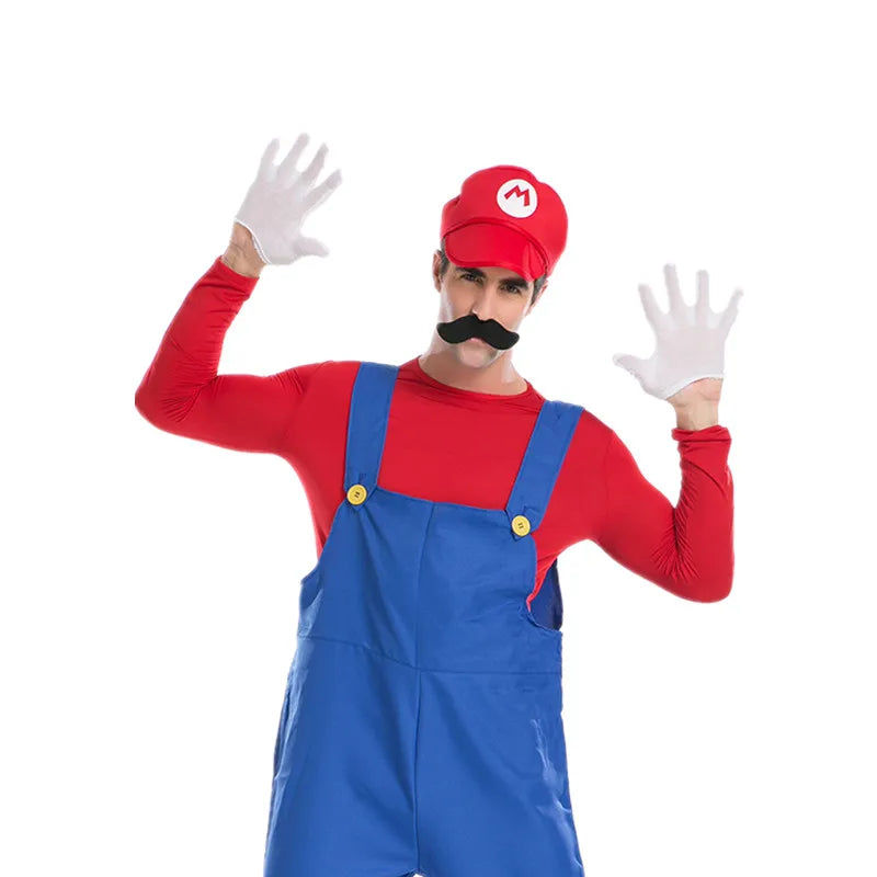 Halloween Adult Men Funy Super Game Cosplay Costume Luigi Bros Plumber Christmas Fancy Dress