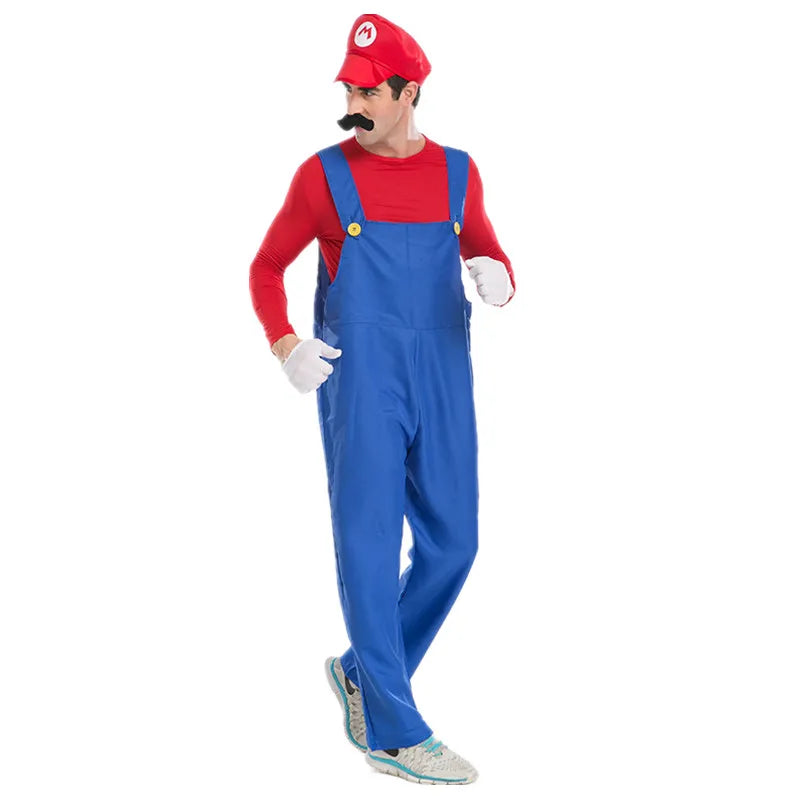 Halloween Adult Men Funy Super Game Cosplay Costume Luigi Bros Plumber Christmas Fancy Dress