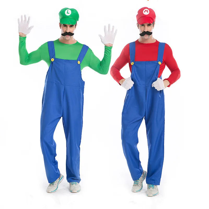 Halloween Adult Men Funy Super Game Cosplay Costume Luigi Bros Plumber Christmas Fancy Dress