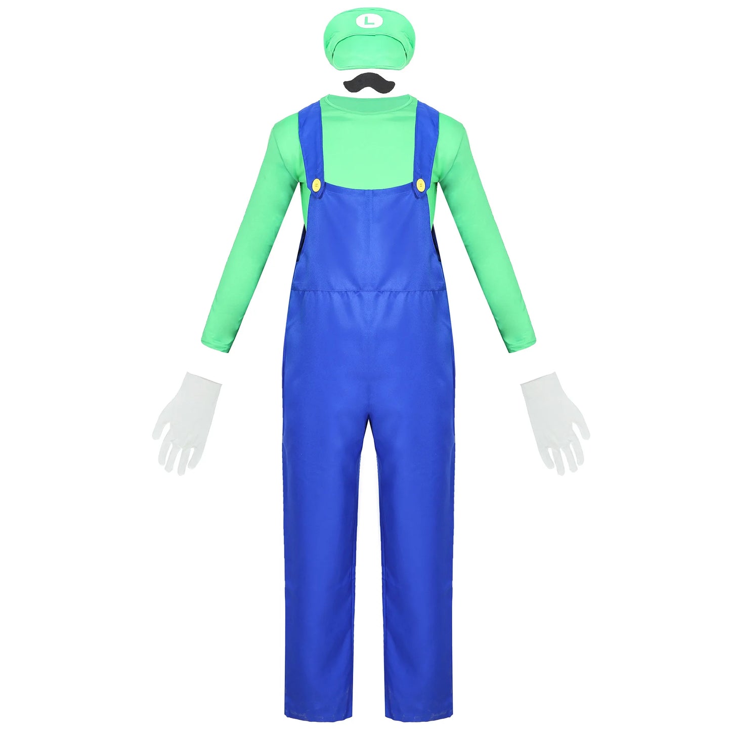 Halloween Adult Men Funy Super Game Cosplay Costume Luigi Bros Plumber Christmas Fancy Dress