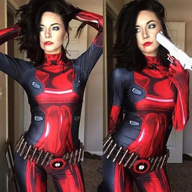 Adults Halloween Lady Deadpool Cosplay Costume Female Girls Woman Zentai Bodysuit Party Jumpsuits